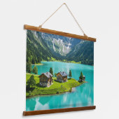 Alp Bergsee Landschaft Wandteppich Mit Holzrahmen (Gewinkelt)