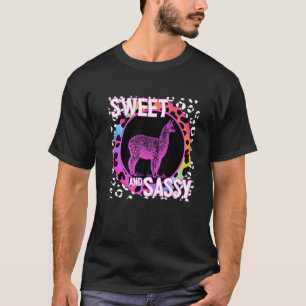 Alpaca 90er Nostalgie Regenbogen Leopard Print Tro T-Shirt