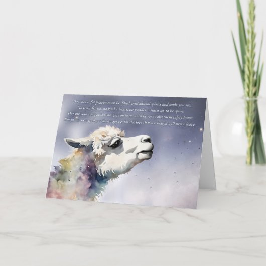 Alpaca Animal Beileid Loss Memorial Karte (Vorderseite)
