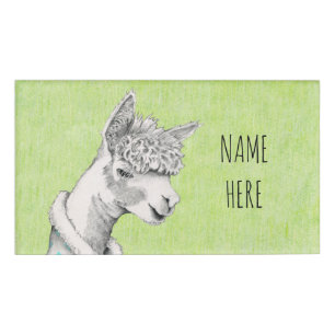 Alpaca auf der Green Rectangle Name-Tag Namenschild