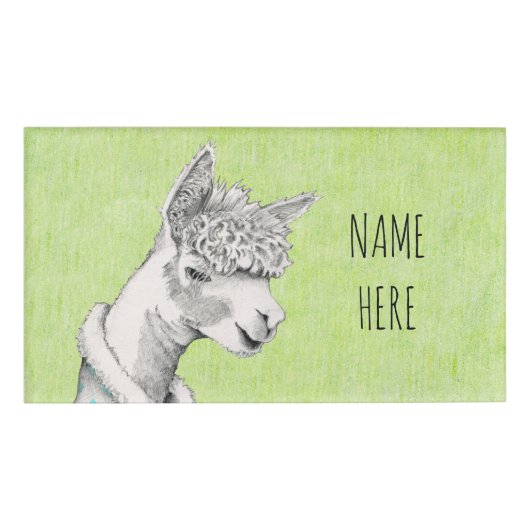 Alpaca auf der Green Rectangle Name-Tag Namenschild (Vorderseite)