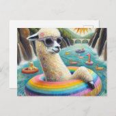 Alpaca auf einem Regenbogenfarbenflock Postkarte (Vorne/Hinten)