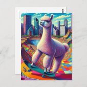 Alpaca auf einem Skateboard Postkarte (Vorne/Hinten)