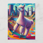 Alpaca auf einem Skateboard Postkarte (Vorderseite)