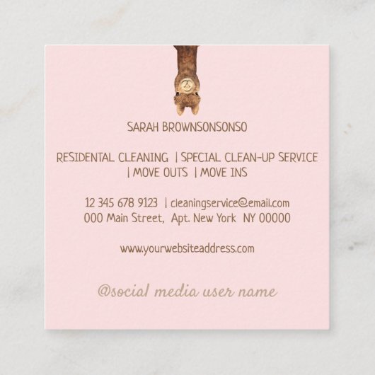 Alpaca-Baby-Rosa Quadratische Visitenkarte (Rückseite)