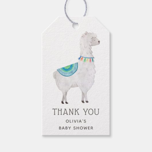 Alpaca Baby Shower Thank You | Boho Cute Llama Geschenkanhänger (Vorderseite)