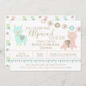 Alpaca Babydusche verpackt mit Liebe Gender Neutra Einladung (Vorne/Hinten)