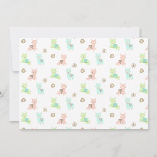 Alpaca Babydusche verpackt mit Liebe Gender Neutra Einladung (Rückseite)