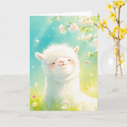 Alpaca Basking in den Blumen Karte (Gelbe Blume)