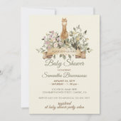 Alpaca Beige Babydusche Einladung (Vorderseite)