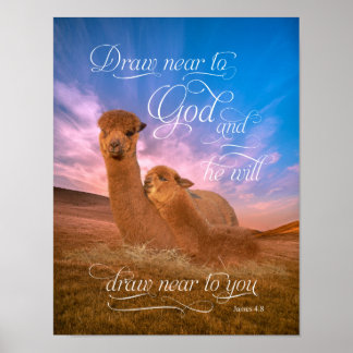 Alpaca Bible Verse Zeichne in der Nähe von Gottesp Poster