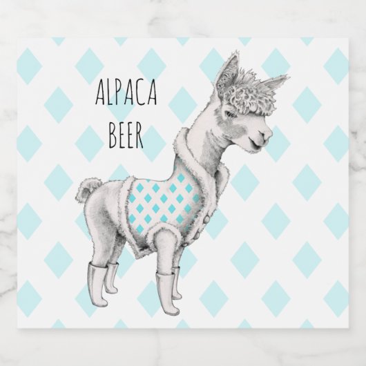 Alpaca-Bierflasche-Etikett (4" x 3,5") Bierflaschenetikett (Einzelnes Label)