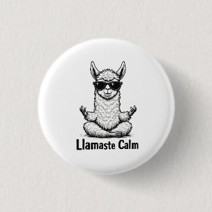 Alpaca Bleibe Calm Llamaste Lama Yoga Funny Button