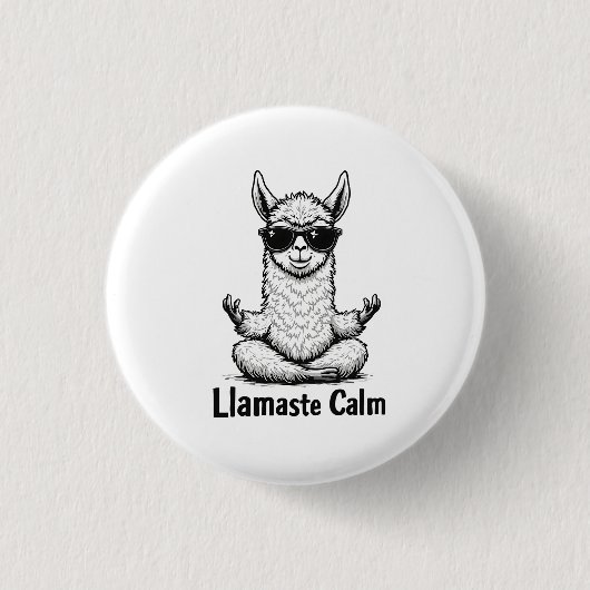 Alpaca Bleibe Calm Llamaste Lama Yoga Funny Button (Vorderseite)