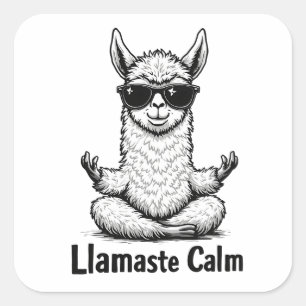 Alpaca Bleibe Calm Llamaste Lama Yoga Funny Quadratischer Aufkleber