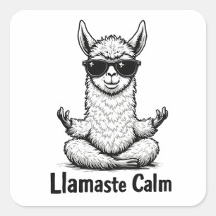 Alpaca Bleibe Calm Llamaste Lama Yoga Funny Quadratischer Aufkleber