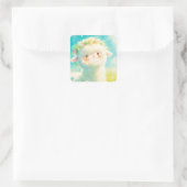 Alpaca Blume Crown Bliss Quadratischer Aufkleber (Tasche)