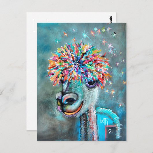 Alpaca - Bossy Betty 2r Postkarte (Vorne/Hinten)