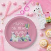 Alpaca Bright Pink Birthday Party Pappteller (Party)