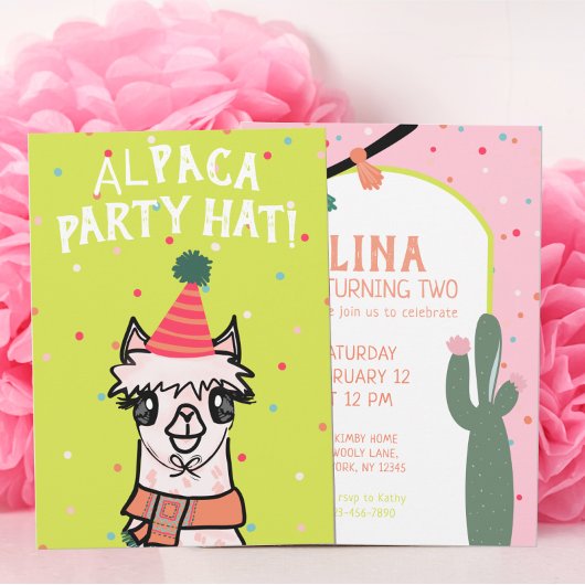 Alpaca Cactus Fiesta Birthday Einladung