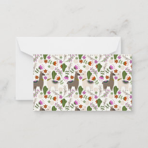 Alpaca Cactus floral Pattern Animal Lover Mitteilungskarte