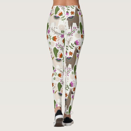 Alpaca Cactus Floral Pattern Leggings (Rückseite)