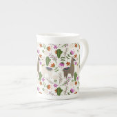 Alpaca Cactus Floral Pattern Porzellantasse (Vorderseite Rechts)