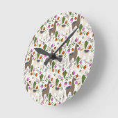 Alpaca Cactus Floral Pattern Runde Wanduhr (Winkel)