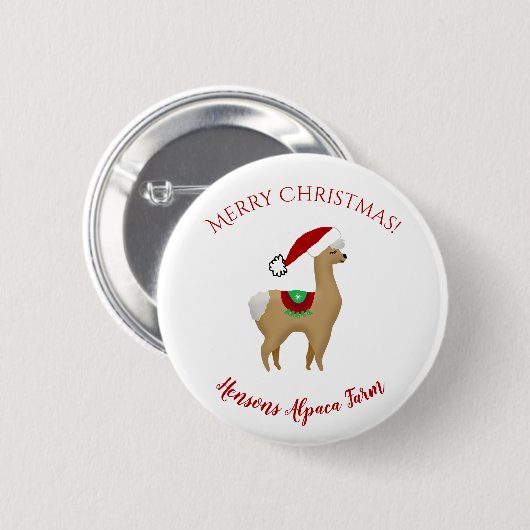 Alpaca Christmas Holiday Button (Vorne & Hinten)