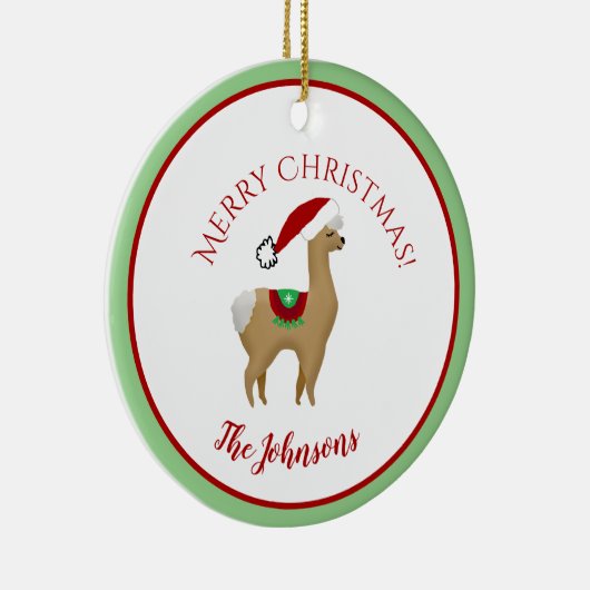 Alpaca Christmas Round Ceramic Ornament (Rechts)