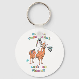 Alpaca Deine Taschen Lasse Go Angeln Einhorn Schlüsselanhänger