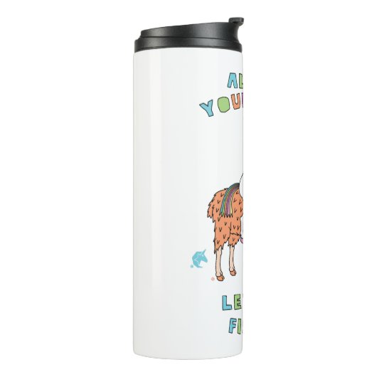 Alpaca Deine Taschen Lasse Go Angeln Einhorn Thermosbecher (Nach links gedreht)