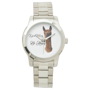 Alpaca Dont Worry Be Happy, Unisex Armbanduhr