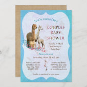 Alpaca Familienpaare Kinderdusche Einladung Junge (Vorne/Hinten)