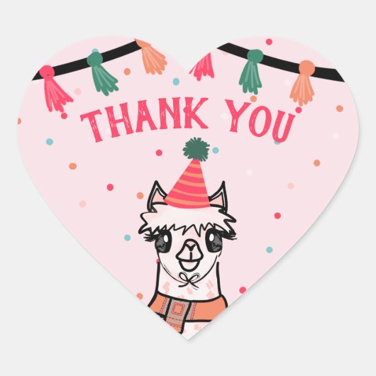 Alpaca Fiesta Birthday Herz-Aufkleber (Vorderseite)