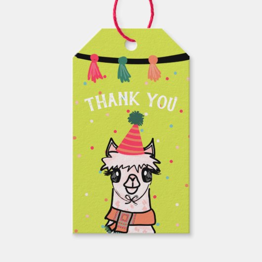 Alpaca Fiesta Winter Geburtstag Geschenkanhänger (Vorderseite)