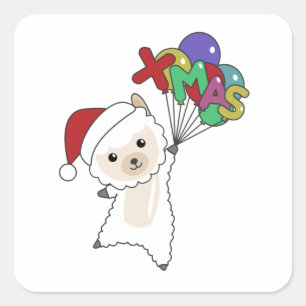 Alpaca Frohe Weihnachten Wintertiere Alpacas Quadratischer Aufkleber