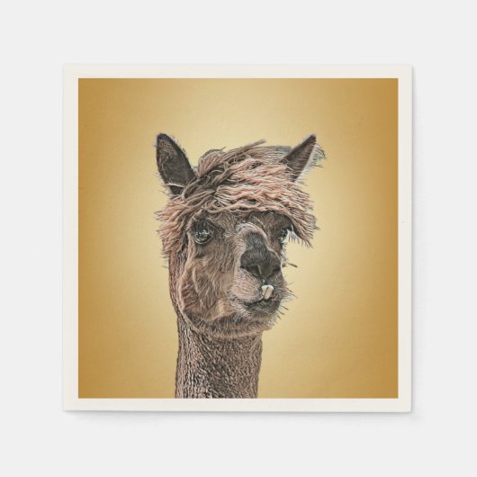Alpaca Hello - Paper Napkin Serviette (Vorderseite)
