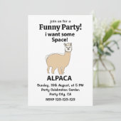 Alpaca Ich Wollte etwas Raum Funny Alpaca Einladung (Stehend Vorderseite)