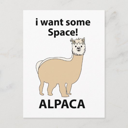 Alpaca Ich Wollte etwas Raum Funny Alpaca Postkarte (Vorderseite)