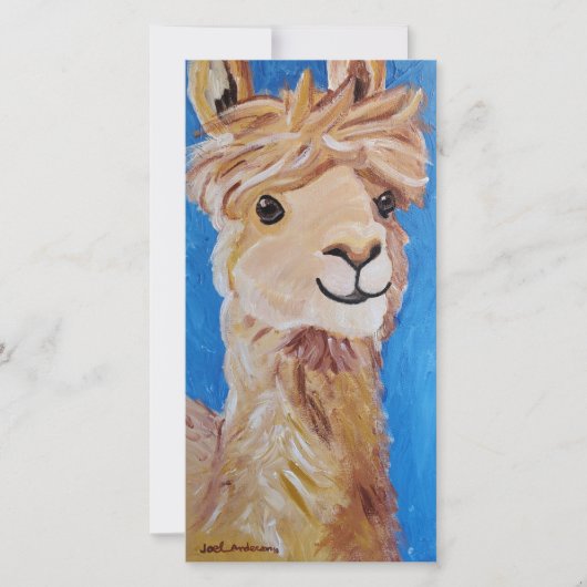 Alpaca in Blau Dankeskarte (Vorderseite)