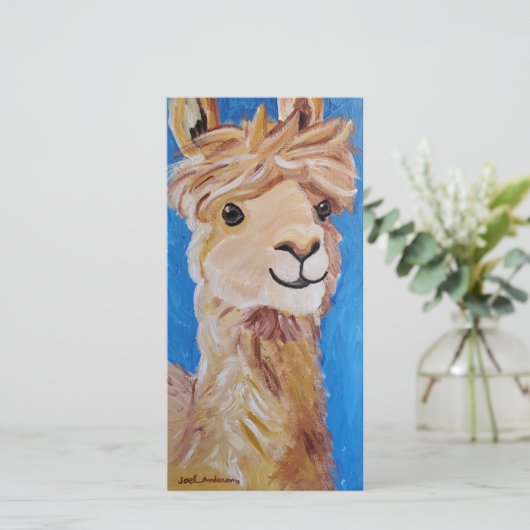 Alpaca in Blau Dankeskarte (Stehend Vorderseite)