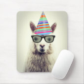 Alpaca in Brille und Party Hat Mousepad (Mit Mouse)