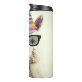 Alpaca in Brille und Party Hat Thermosbecher (Nach rechts gedreht)