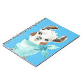 Alpaca in einem blauen Bandana Notizblock (Linke Seite)