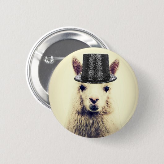 Alpaca in einem Tophat Button (Vorne & Hinten)