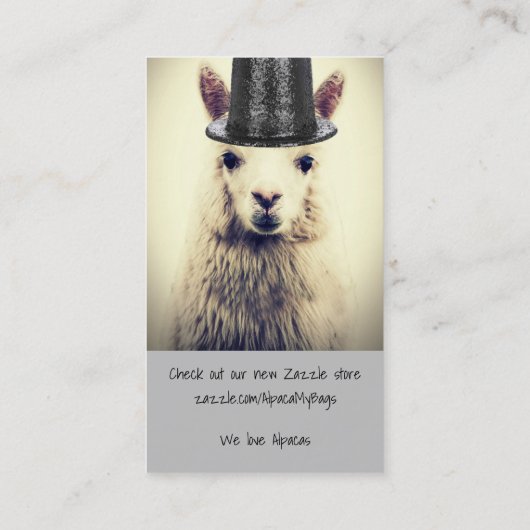 Alpaca in einem Tophat Visitenkarte (Rückseite)