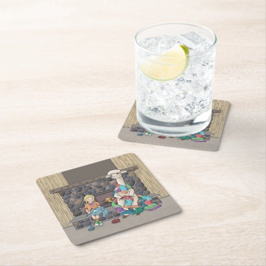 Alpaca Knitting Rechteckiger Pappuntersetzer (Vor Ort)