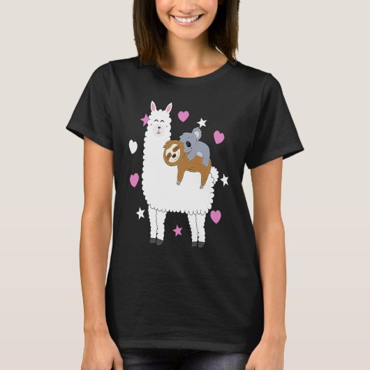 Alpaca Lama Sloth Koala Women Girls Sloth T-Shirt (Vorderseite)