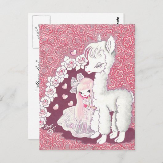 Alpaca-Liebe Postkarte (Vorne/Hinten)